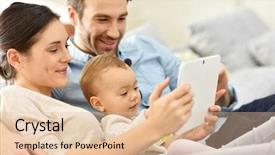  Presentation with baby girl - Beautiful PPT theme featuring parents with baby girl backdrop and a lemonade colored foreground