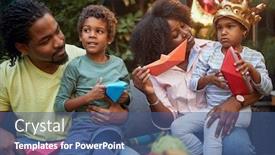  Presentation with children parents - Amazing PPT theme having parents-with-children-having-fun backdrop and a ocean colored foreground