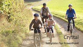  Presentation with young children - Cool new PPT theme with man or woman hand rainbow backdrop and a soft green colored foreground