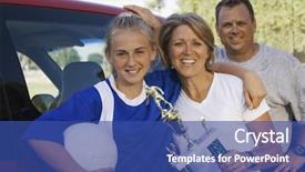  Presentation with parents - Theme enhanced with parents with daughter holding soccer background and a ocean colored foreground
