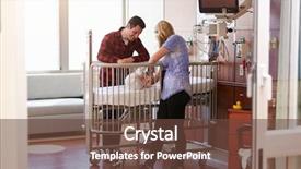  Presentation with pediatric hospital - Amazing PPT theme having parents with daughter in hospital backdrop and a tawny brown colored foreground