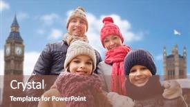  Presentation with family tourism - Beautiful slides featuring parents with kids over london backdrop and a  colored foreground
