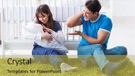  Presentation with new parents baby and dr - Audience pleasing slide set consisting of parents with their newborn baby backdrop and a  colored foreground