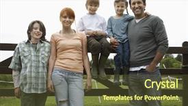  Presentation with children parents - Presentation design featuring family country - parents with three children standing background and a tawny brown colored foreground