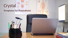  Presentation with nerves - Cool new theme with spinal nerves - workplace neuropathologist with laptop computer backdrop and a light gray colored foreground