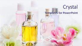  Presentation with essential oil - Beautiful PPT theme featuring bottles with essential aroma oil backdrop and a sky blue colored foreground