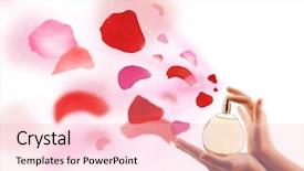  Presentation with perfume - Cool new PPT theme with decent floral - close up of woman hands backdrop and a lemonade colored foreground