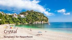  Presentation with beautiful skin and beach - Presentation consisting of parga town of syvota area background and a lemonade colored foreground