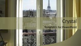  Presentation with glass tower - Slide set having paris - window with eiffel tower background and a coral colored foreground