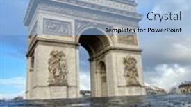  Presentation with history arc de triomphe paris - Presentation theme featuring paris-arc-de-triomphe-during background and a light blue colored foreground