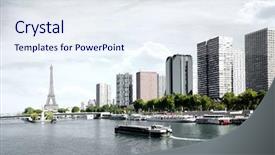  Presentation with eiffel tower - Slides enhanced with paris barge on the seine background and a sky blue colored foreground