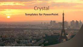  Presentation with eiffel tower - Theme consisting of paris city rooftop view with eiffel tower at sunset background and a yellow colored foreground