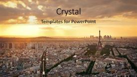  Presentation with eiffel tower - PPT theme enhanced with paris city rooftop view with eiffel tower at sunset background and a coral colored foreground