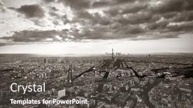  Presentation with eiffel tower - Colorful PPT theme enhanced with paris city rooftop view with eiffel tower black and white backdrop and a dark gray colored foreground