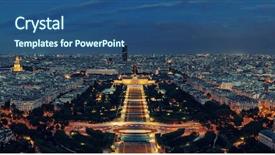  Presentation with france - PPT theme with paris city skyline rooftop view at night france background and a ocean colored foreground