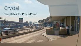  Presentation with airport terminal - Audience pleasing PPT theme consisting of paris-france-circa-september-2014 backdrop and a sky blue colored foreground