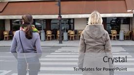  Presentation with paris france - Colorful theme enhanced with paris france pedestrian cross road backdrop and a light gray colored foreground