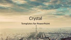  Presentation with eiffel tower paris france - PPT theme having paris france vintage skyline panorama background and a lemonade colored foreground