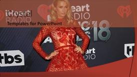  Presentation with forum - Colorful slide set enhanced with paris-hilton-at-the-2018 backdrop and a red colored foreground