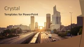  Presentation with paris - Slide set consisting of paris-ladefense-at-sunset-france background and a coral colored foreground