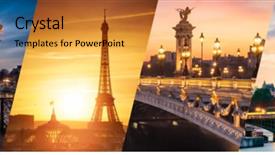  Presentation with paris - Presentation theme enhanced with paris landmarks collage background and a gold colored foreground