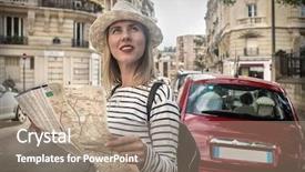  Presentation with woman world - Presentation theme consisting of paris look on map background and a coral colored foreground