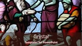  Presentation with stained glass - Audience pleasing slide set consisting of high heels with peep toe and ankle-strap backdrop and a sky blue colored foreground