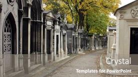  Presentation with cemetery - Presentation theme featuring paris-november-07-pere-lachaise background and a gray colored foreground