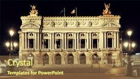  Presentation with city night - Slides featuring paris opera at night as the city famous tourism attraction and landmark background and a tawny brown colored foreground