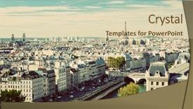  Presentation with notre dame paris france - Presentation consisting of paris panorama france view background and a soft green colored foreground