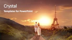  Presentation with destination - Cool new presentation theme with paris romance - travel destination sightseeing couple backdrop and a  colored foreground