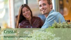  Presentation with casual young people - Slide deck consisting of paris romance - young urban man enjoying sitting background and a mint green colored foreground