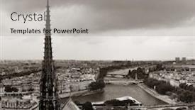  Presentation with notre dame - Beautiful PPT theme featuring paris-rooftop-panorama-view backdrop and a light gray colored foreground