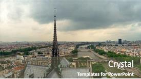  Presentation with notre dame - Beautiful slide set featuring paris rooftop panorama view from notre-dame cathedral backdrop and a gray colored foreground