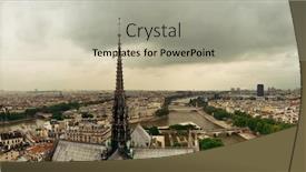  Presentation with notre dame - Theme featuring paris rooftop panorama view from notre-dame cathedral background and a light gray colored foreground
