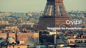  Presentation with eiffel tower paris france - Presentation theme consisting of paris rooftop view skyline and eiffel tower in france background and a gray colored foreground