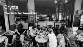  Presentation with travel cafe - Beautiful presentation theme featuring paris-september-06-cafe-exterior backdrop and a dark gray colored foreground