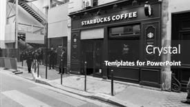  Presentation with travel cafe - Presentation theme having paris-september-06-starbucks-cafe background and a dark gray colored foreground