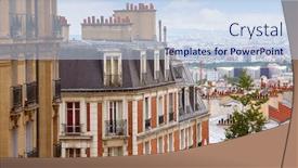 Presentation with paris france - Slide deck having paris skyline aerial from montmartre background and a sky blue colored foreground