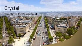  Presentation with triumphal arch and champs elysees - PPT theme enhanced with paris skyline champs elysees background and a light blue colored foreground