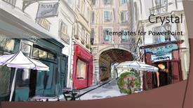  Presentation with paris - PPT theme consisting of paris street - illustration background and a soft green colored foreground