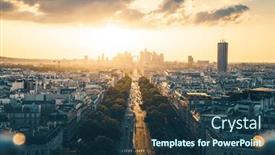  Presentation with paris - Presentation theme featuring paris-view-from-arc-de background and a ocean colored foreground