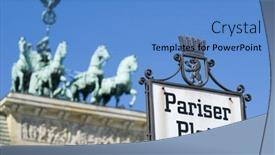  Presentation with fame - Beautiful presentation theme featuring pariser-platz-berlin-germany backdrop and a teal colored foreground