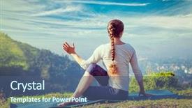  Presentation with spinal - Slides enhanced with parivrtta marichyasana - seated spinal twist background and a ocean colored foreground