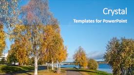  Presentation with finland - PPT theme with park alley in autumn colors with bridge over the river in the background rovaniemi finland background and a teal colored foreground