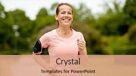  Presentation with listening woman - Audience pleasing PPT theme consisting of park and listening to music backdrop and a coral colored foreground