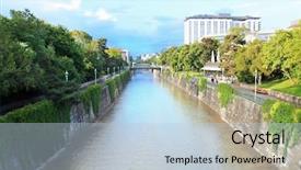  Presentation with water park - Presentation enhanced with park and long wide water background and a light blue colored foreground