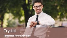  Presentation with photo - Cool new theme with park and looking at wristwatch backdrop and a coral colored foreground