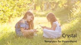  Presentation with grass - Cool new slide deck with park and playing rock paper backdrop and a yellow colored foreground