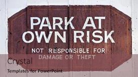  Presentation with risk - Slide set consisting of park-at-own-risk-sign background and a violet colored foreground